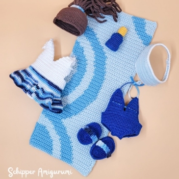 Outfit Ocean for doll Robin amigurumi pattern by Schipper Amigurumi
