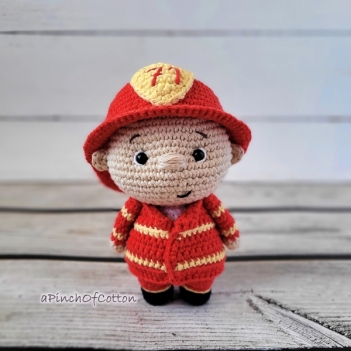 Charlie the Firefighter amigurumi pattern by apinchofcotton