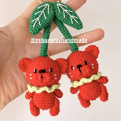 Bearies (cherry bears) bag charm amigurumi pattern by Miss Daisy Handmade