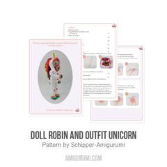Doll Robin and Outfit Unicorn amigurumi pattern by Schipper Amigurumi