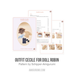 Outfit Cecile for doll Robin amigurumi pattern by Schipper Amigurumi