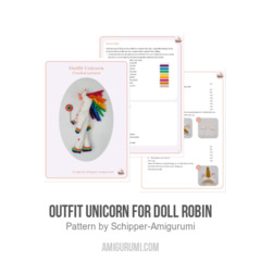 Outfit Unicorn for doll Robin amigurumi pattern by Schipper Amigurumi