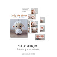Sheep, Piggy & Cat amigurumi pattern by apinchofcotton