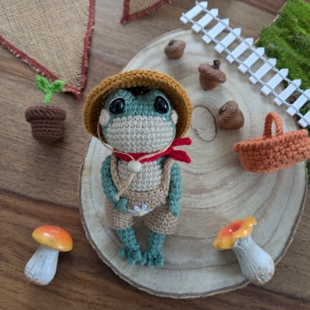 Frog's garden outfit amigurumi pattern by La Fabrique des Songes