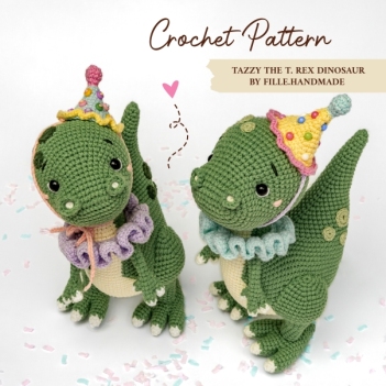 Tazzy the T. Rex Dinosaur amigurumi pattern by FILLE handmade