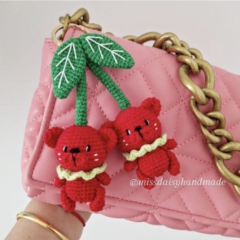 Bearies (cherry bears) bag charm amigurumi pattern by Miss Daisy Handmade