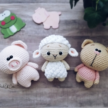 Sheep, Piggy & Cat amigurumi pattern by apinchofcotton