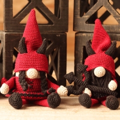 Boy & Girl Devil Gnome & Pitchfork amigurumi pattern by Jen Hayes Creations