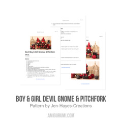 Boy & Girl Devil Gnome & Pitchfork amigurumi pattern by Jen Hayes Creations