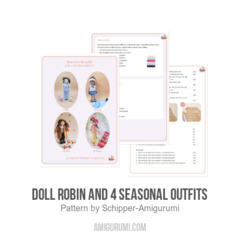 Doll Robin and 4 seasonal outfits amigurumi pattern by Schipper Amigurumi