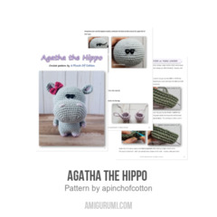 Agatha the Hippo  amigurumi pattern by apinchofcotton
