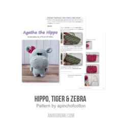 Hippo, Tiger & Zebra  amigurumi pattern by apinchofcotton
