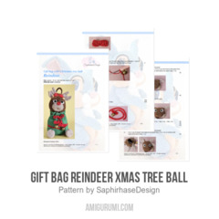 Gift bag reindeer Xmas tree ball amigurumi pattern by SaphirhaseDesign