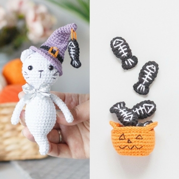 Halloween Ghost Cat amigurumi pattern by Planet Piu