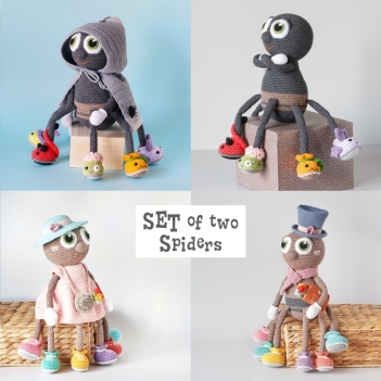 SET of two Spiders amigurumi pattern by Planet Piu