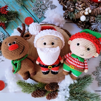 Santa Claus, Elf & Reindeer amigurumi pattern by apinchofcotton