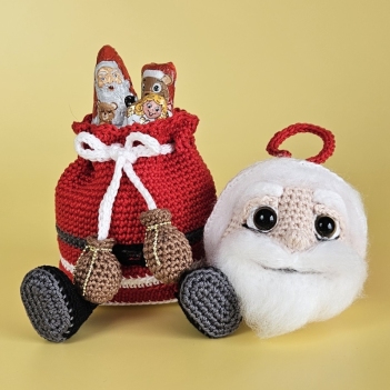 Gift bag Santa Claus Xmas tree ball amigurumi pattern by SaphirhaseDesign