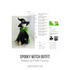 Spooky witch outfit amigurumi pattern by Fluffy Tummy