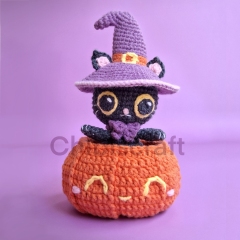 Peek-a-boo Pumpkin Cat amigurumi pattern by Chibiscraft
