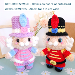 Low-sew Nutcracker amigurumi pattern by Hugurumitoys