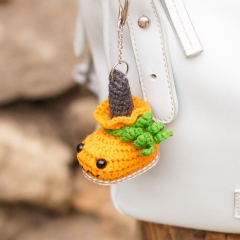 Halloween Pumpkin Boot Keychain amigurumi pattern by Planet Piu