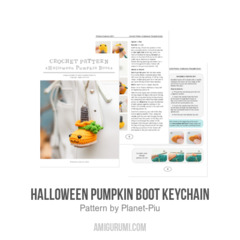 Halloween Pumpkin Boot Keychain amigurumi pattern by Planet Piu