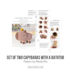 SET of two Capybaras with a bathtub amigurumi pattern by Planet Piu