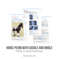 Horse Pedro with saddle and bridle amigurumi pattern by SaphirhaseDesign