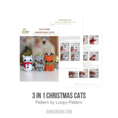 3 in 1 Christmas Cats amigurumi pattern by Loopy Pattern