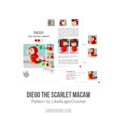 Diego the scarlet macaw amigurumi pattern by LikeALigerCrochet