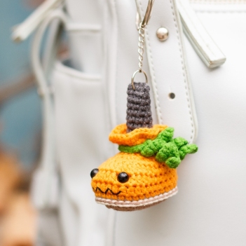 Halloween Pumpkin Boot Keychain amigurumi pattern by Planet Piu