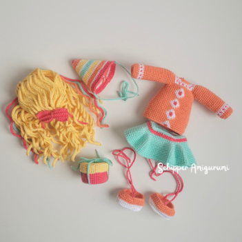 Outfit Joy for doll Robin amigurumi pattern by Schipper Amigurumi