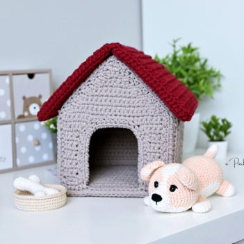 Corgi in a Doghouse amigurumi pattern by apinchofcotton