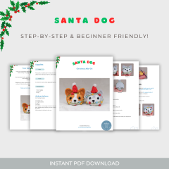 3-in-1 Santa Dog, NO SEW amigurumi pattern by Crochet Pattern By Nina