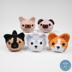 9-in-1 Chubby Bun Dog, NO SEW amigurumi by Crochet Pattern By Nina