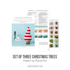 SET of three Christmas Trees amigurumi pattern by Planet Piu