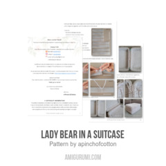 Lady bear in a suitcase amigurumi pattern by apinchofcotton