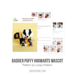 Badger Puffy Hogwarts mascot amigurumi pattern by Loopy Pattern