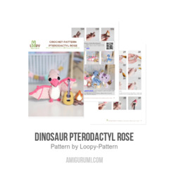 Dinosaur Pterodactyl Rose amigurumi pattern by Loopy Pattern