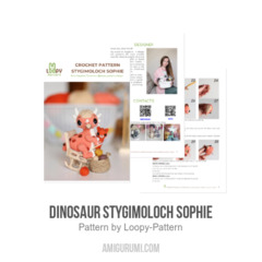 Dinosaur Stygimoloch Sophie amigurumi pattern by Loopy Pattern