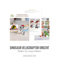 Dinosaur Velociraptor Vincent amigurumi pattern by Loopy Pattern