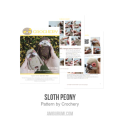 Sloth Peony amigurumi pattern by Crochery