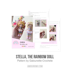 Stella, the rainbow doll amigurumi pattern by Galounette Crochete