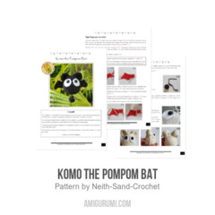 Komo the Pompom Bat amigurumi pattern by Neith Sand Crochet