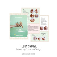 Teddy snooze amigurumi pattern by Cocorumi Design