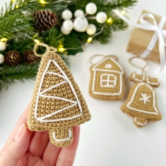 Christmas gingerbread ornaments set amigurumi by AmiGuide
