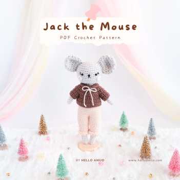 Jack the Mouse Crochet Pattern PDF amigurumi pattern by Hello Amijo