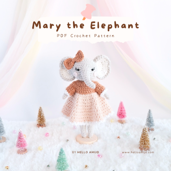Mary the Elephant Crochet Pattern amigurumi pattern by Hello Amijo