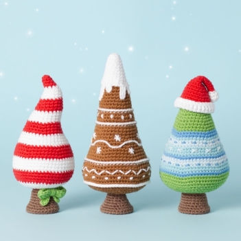 SET of three Christmas Trees amigurumi pattern by Planet Piu