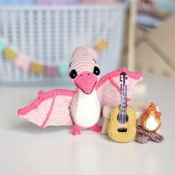 Dinosaur Pterodactyl Rose amigurumi pattern by Loopy Pattern